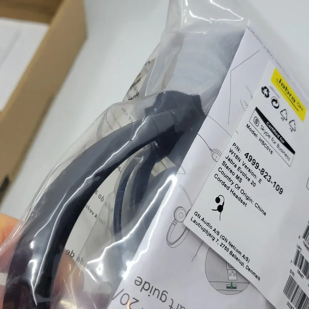 Jabra HSC016 Evolve 20 USB 2 Ear Stereo MS 4999-823-109 Corded Headset New